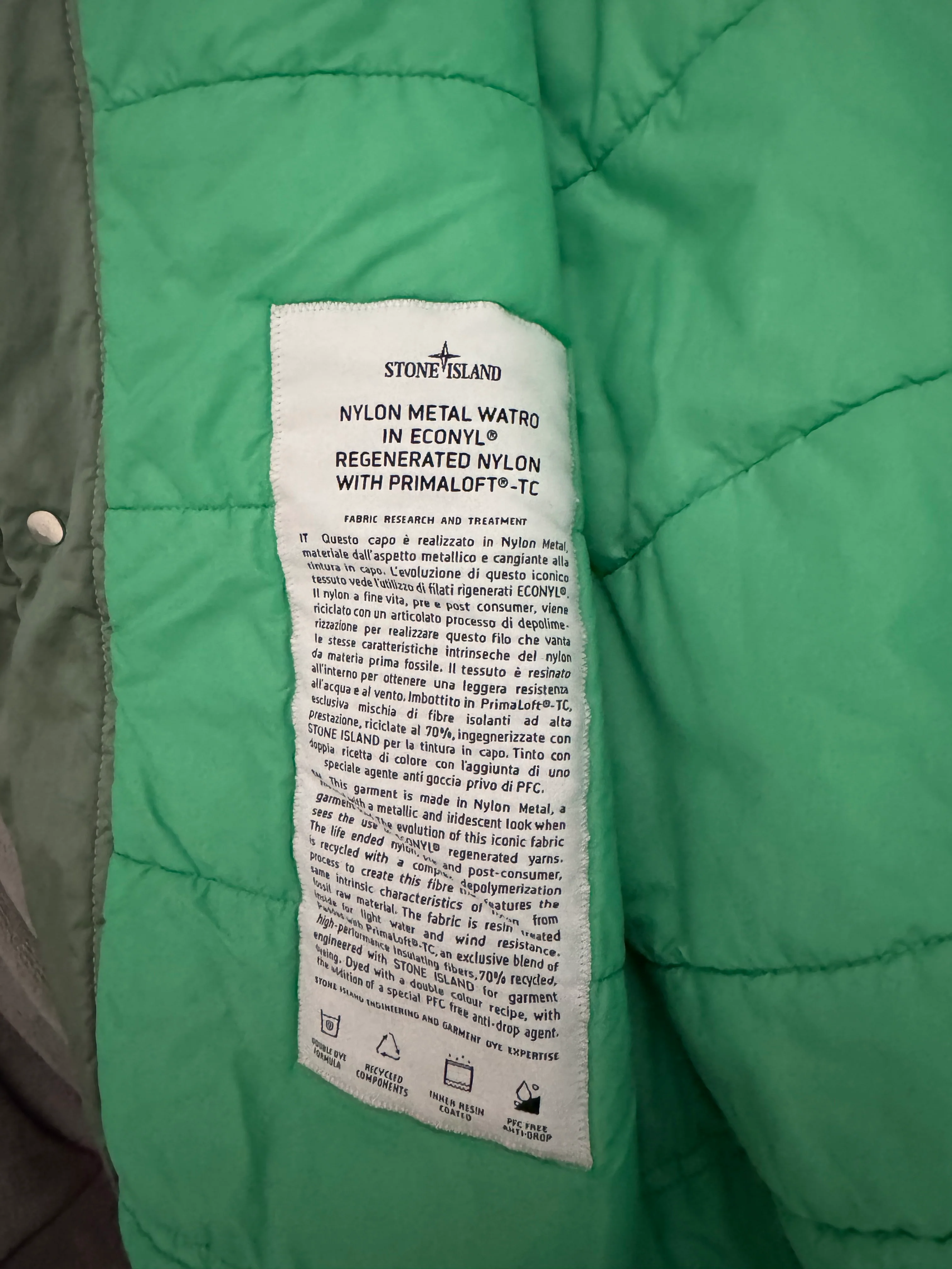 Stone Island 2022 Green 'Nylon Metal Watro Primaloft Insulation' Parka - Large - Image 4