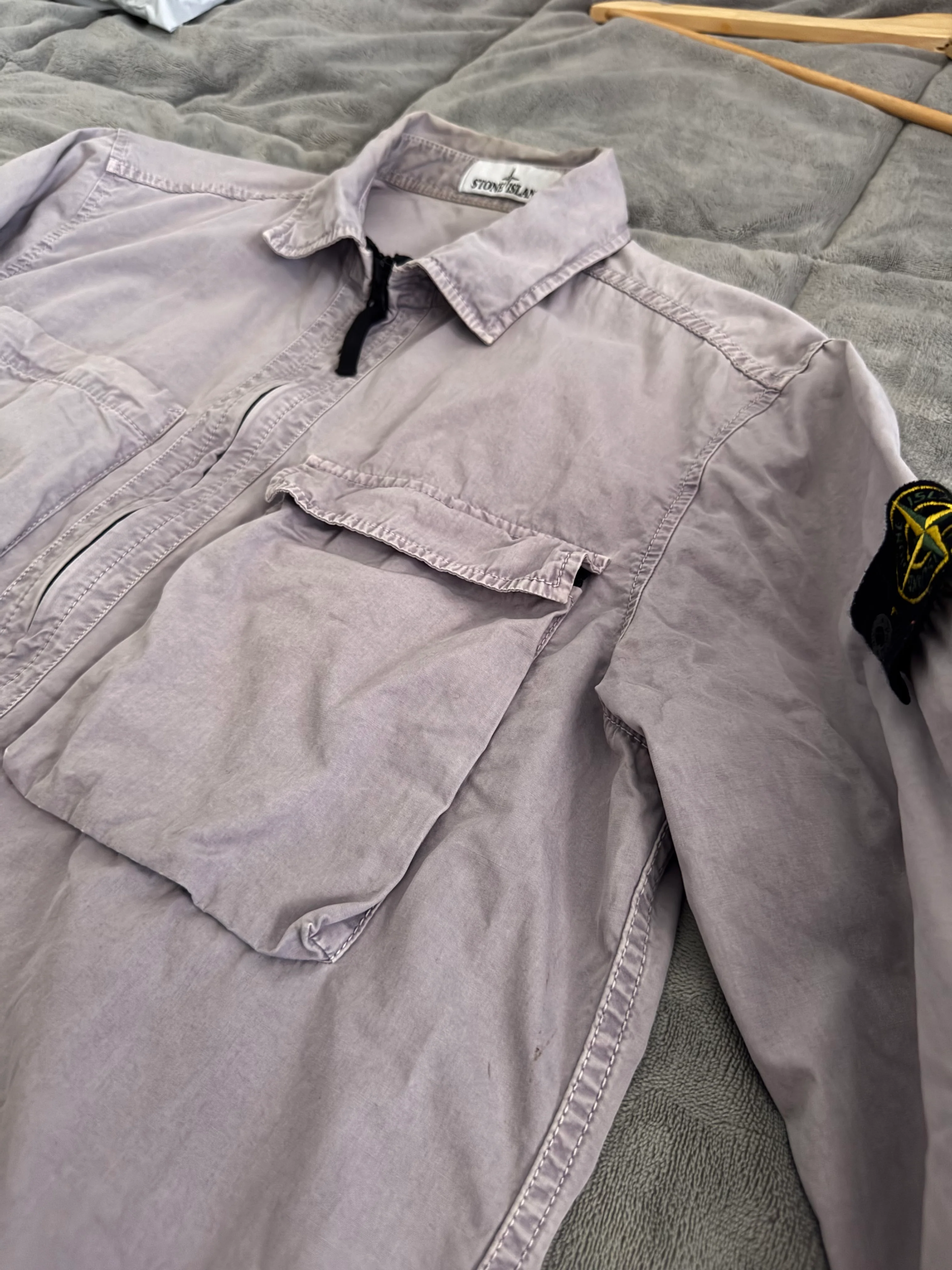 Stone Island Grey Cotton Overshirt - Large - Image 3